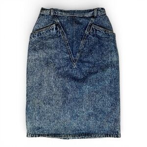 Vintage 80s High Waist V-Front Denim Pencil Skirt European